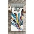 thumbnail image 3 of Ambesonne Retro Quilted Bedspread Set 2 Pcs, Colorful Feathers Old Pen, Twin Size, Multicolor, 3 of 3