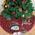 thumbnail image 3 of JOOCAR Snowman Let It Snow Red Christmas Tree Skirt 48 inch for Xmas Tree Christmas Party Decoration, 3 of 5