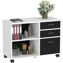 DWVO 3 Drawer Wood File Cabinet Rolling Cart Home Office Storage Organizer White