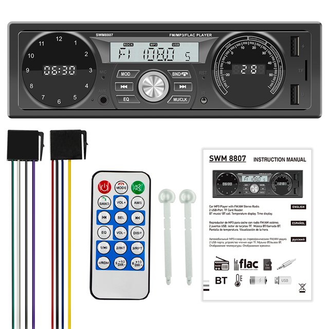 Receptor estéreo para automóvil Reproductor de MP3 BT Din único Soporte de radio AM / FM Visual Carevas Jugador de coche