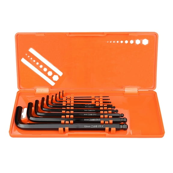 Necvior Pack of 9 Mini Hexagon Hex Allen Key Chain Set Wrench Ball End Screwdriver Kits