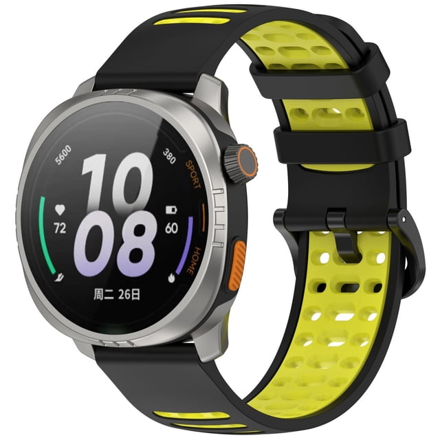22mm Smart Sports Watch Two-Color Silicone Replacement Strap, Breathable, Lightweight, Sweat & Water Resistant, Versatile for Various Occasions