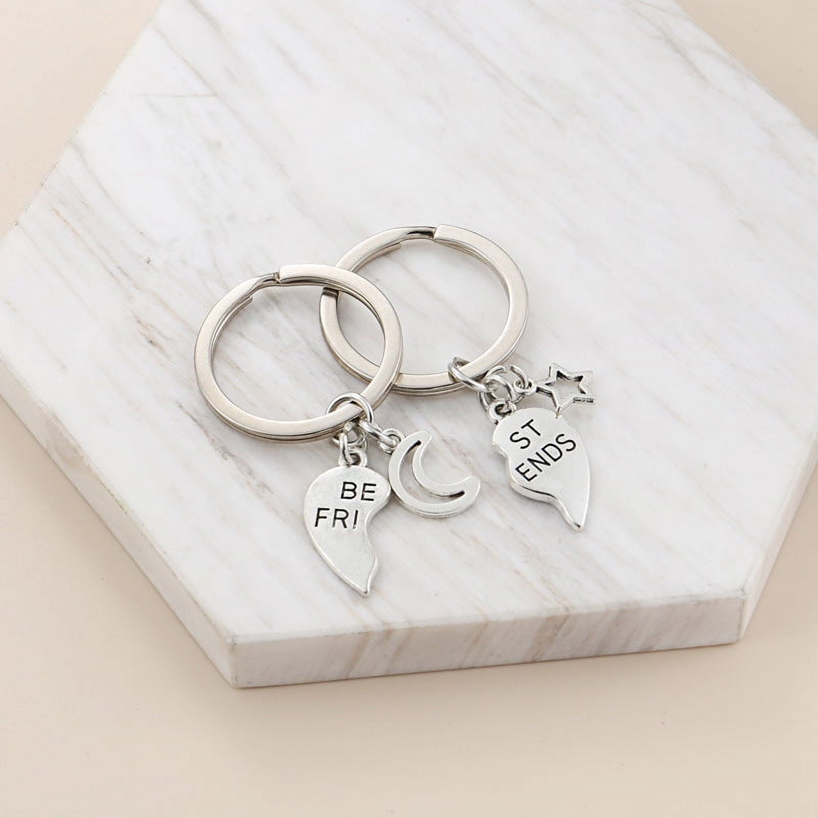 Geometric Couple Keychain, Metal Puzzle Letter Keychains, Simple Southeast Asia Style Accessories, Hollow Design Key Rings (Pair)