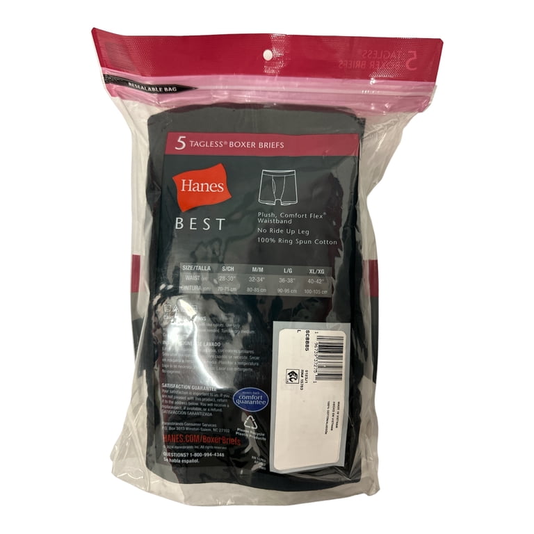 Hanes Men's Tagless Boxer Briefs 5-Pack – Cool Comfort Waistband, No Ride Up, Black