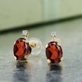 thumbnail image 2 of Gem Stone King 1.75 Ct Oval Red Garnet G/H Lab Grown Diamond 14K Yellow Gold Earrings, 2 of 3