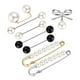 thumbnail image 5 of Jumpingount Broches Bowknot Perla Estilo Vintage Nudo Oro Plata 2Conjunto, 5 of 6