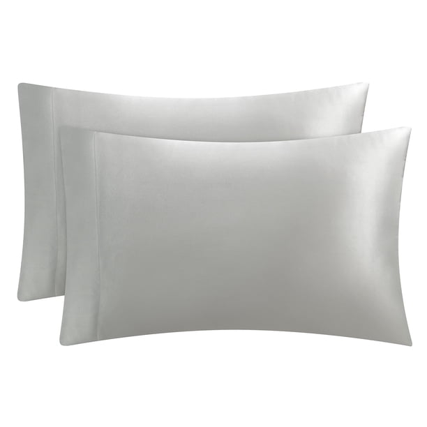 Juego de fundas de almohada satinadas Juicy Couture, color gris, tamaño queen, x2