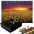 thumbnail image 3 of Ambesonne Colorful Jigsaw Puzzle Durable Cardboard, Meadow Poppies Sky, 1000 pcs, Green Scarlet Cadet Blue, 3 of 6