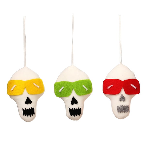 Inteprter Colgante de muñeca de Halloween de 3 piezas, decoración colgante, conjunto de colgantes de muñecas de gnomo y calavera, accesorios de adorno Kits de decoración para fiestas Cráneo Inteprter HA070502-01