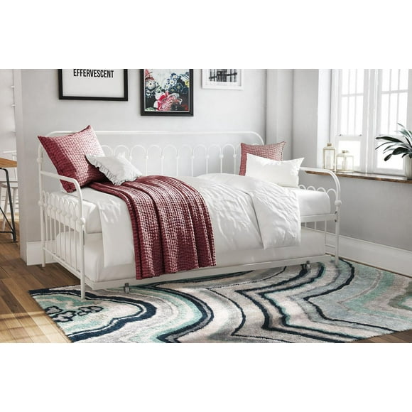 Novogratz Bright Pop Metal Daybed with Trundle, Off White, Twin