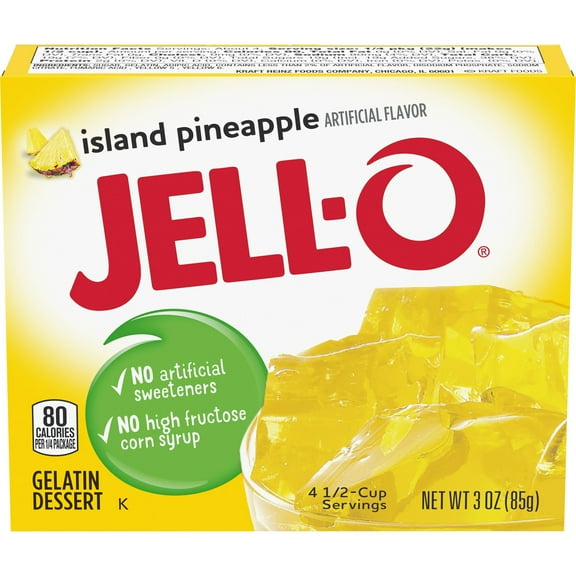 Jell-O Island Pineapple Instant Gelatin Mix, 3 oz Box (Pack of 4)