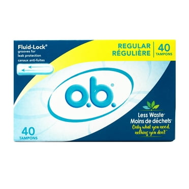 o.b. Tampons No Applicator, Unscented - 40ct, Applicator-Free Tampons Regular, Feminine Care, ob Tampon Regular, Period Products