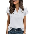 thumbnail image 2 of BLVB Womens Dressy Casual Tops Ruffle Short Sleeve V Neck Shirts Elegant Business Work Blouse Spring Summer Outfits Fashion Clothes, 2 of 7
