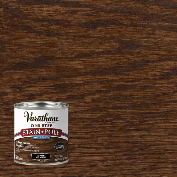 Dark Walnut, Varathane Stain   Polyurethane, Semi-Gloss -384360, Half Pint