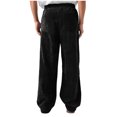 thumbnail image 6 of Havenre Mens Corduroy Casual Pants Fashion Loose Fit Wide Leg Pants Straight Sweatpants Elastic Waist Drawstring Jogger Sweat Pants with Pockets Black L, 6 of 10