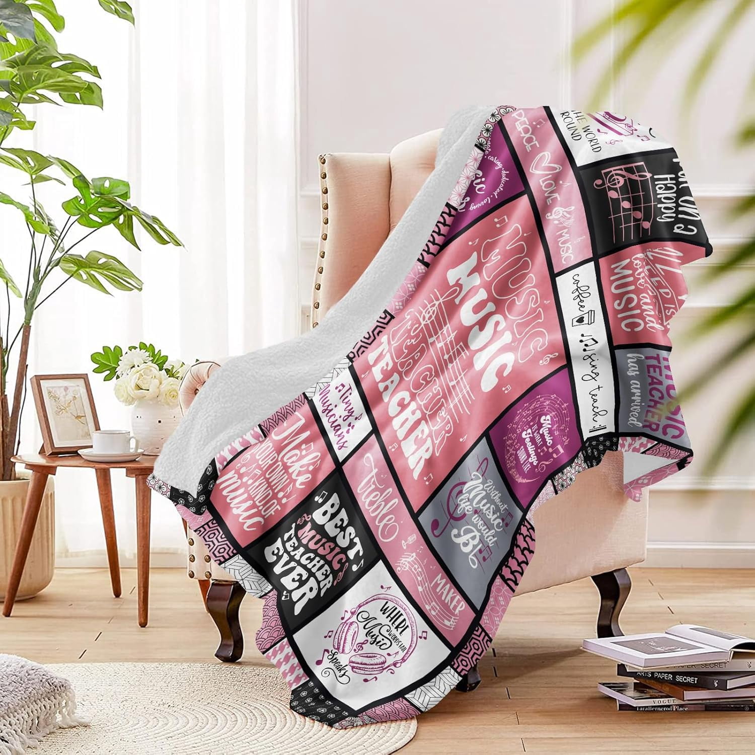 Music Teacher Gifts for Women Throw Blanket 60 x 50 Inch, Music Teacher Appreciation Gifts, Teachers Day/Thank You/End of Year Gift Ideas