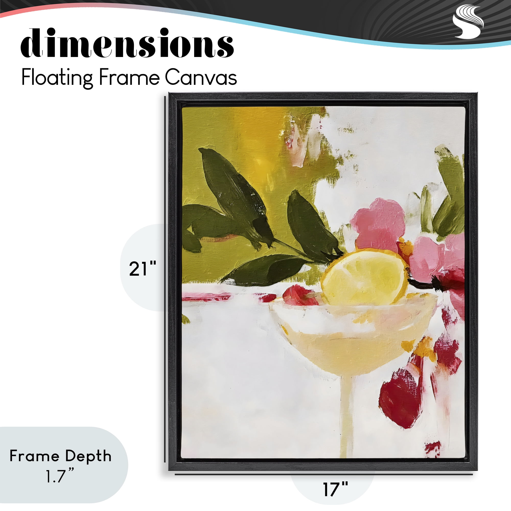 Stupell Industries Red & Pink with Lemons Black Framed Floater Canvas Wall Art, design by Riley B
