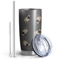 thumbnail image 2 of 20 Oz Cute Pug Puppies Coffee Tumbler Double Wall Insulated Stainless Steel Water Bottle | Metal Reusable Thermoses Flask with Cup Cap | Leak & Sweat Proof with Anti-Dust Lid, 2 of 7