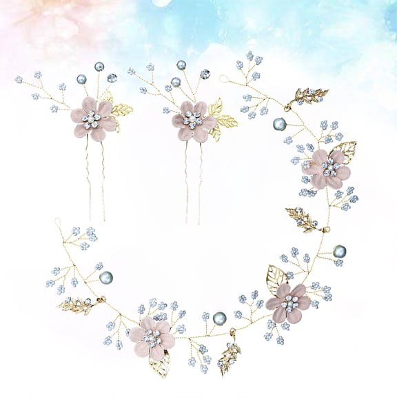 OULII 3PCS Hair Clips for Styling Handmade Bridal Headband Set for Anniversaries Pink