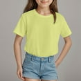 thumbnail image 2 of eileial Girls Shirts Cotton Short Sleeve Shirts for Girls Kids T-Shirts Tees Summer Tops,Light Yellow 9-10 Years, 2 of 4