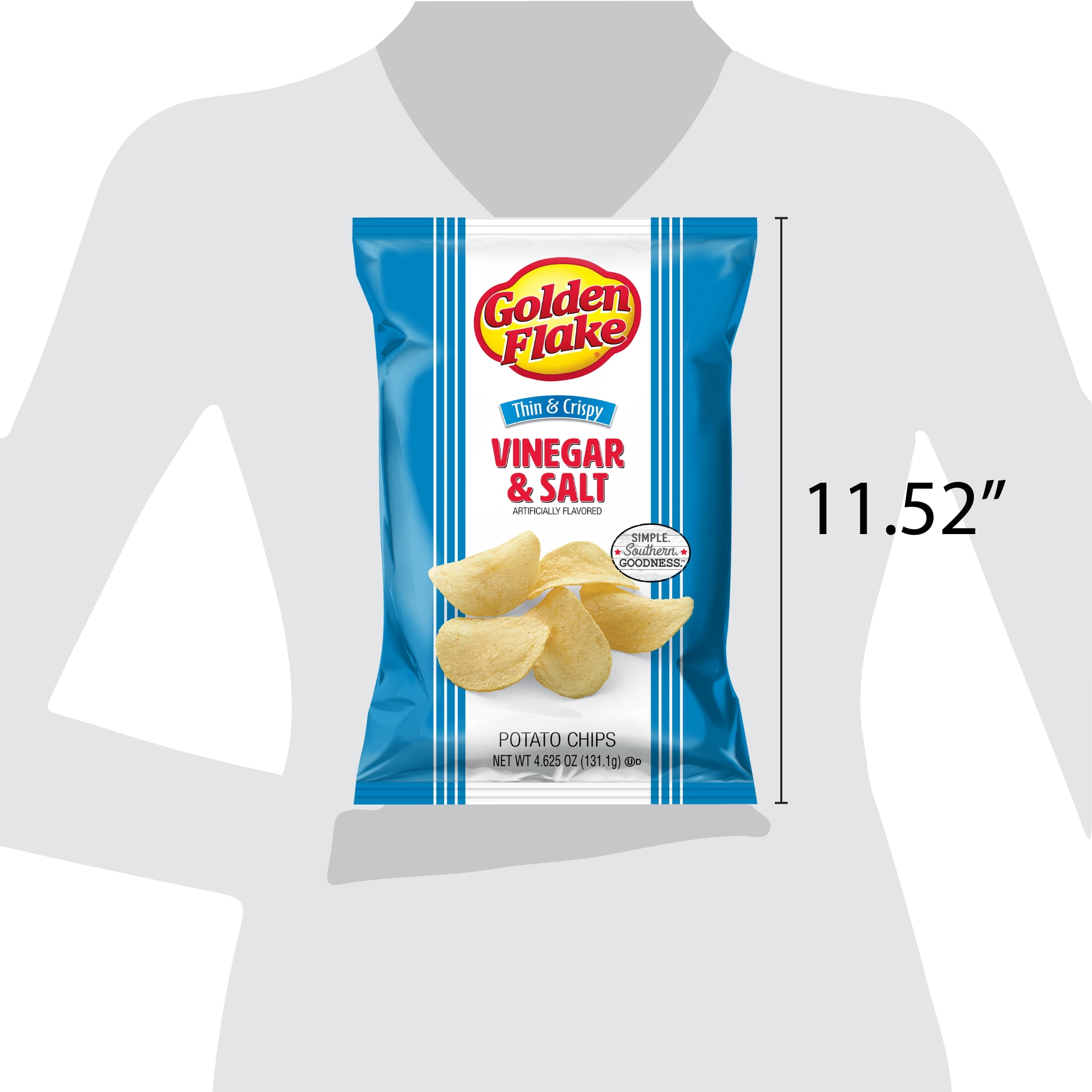 Golden Flake Vinegar & Salt Thin & Crispy Potato Chips, Gluten-Free, 4.625 oz Bag