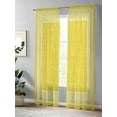 thumbnail image 4 of Yellow Abstract Art Sheer Curtains 96 Inch Long 2 Panels, Vintage Linen Greek Key Geometric Light Filtering Rod Pocket Semi Sheer Curtains, Sheer Voile Drapes for Living Room Bedroom, 52"x96", 4 of 5