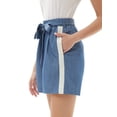 thumbnail image 5 of Women's Casual Comfy Bowknot Elastic Waist Shorts Stripes Summer Beach Pockets, 5 of 9