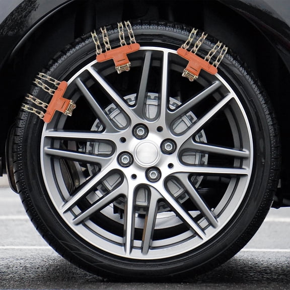YEAHIBABY 4Pcs Winter Snow Chains for Car Durable Nonslip Steel Tire Chains with Tight Fit