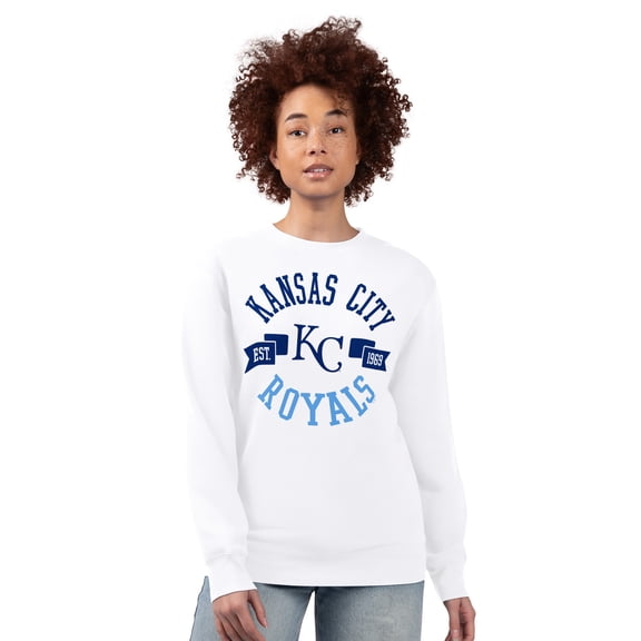 Women's G-III 4Her by Carl Banks White Kansas City Royals Team Logo Fleece Pullover Sweatshirt