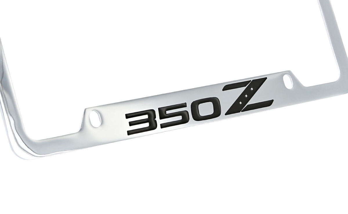 Nissan 350z Chrome Plated Metal Bottom Engraved License Plate Frame Holder