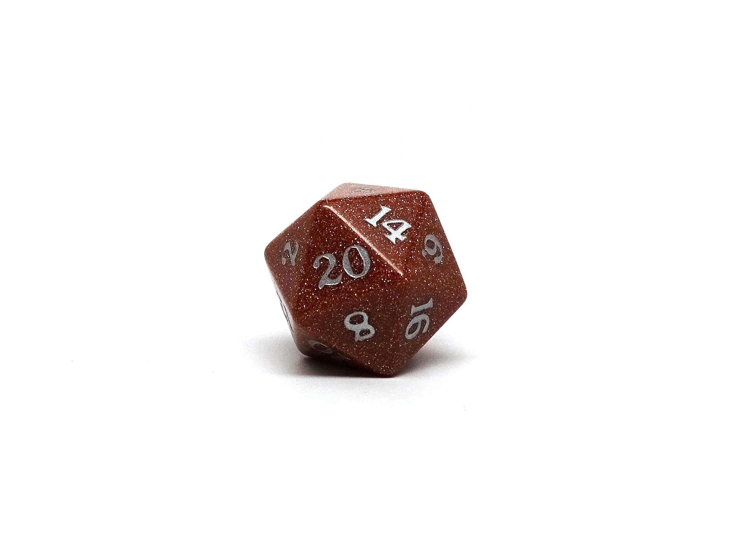 Stone Dice Collection – 7-Piece Set In Lapis Lazuli With Gold Signature Font For D&D & RPG Games