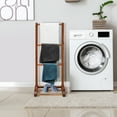 thumbnail image 3 of Topbuy Acacia Wood Freestanding Towel Rack Towel Drying Clothes Holder with Shelf Brown, 3 of 5