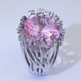 thumbnail image 4 of S925 Sterling Silver Creative Fashion Ladies Pink Crystal Ring Gemstone Ring  Princess Cut AAA Cubic Zirconia Pink Crystal Ring Cocktail Ring Engagement Wedding Ring, 4 of 5