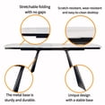 thumbnail image 7 of Modern Luxury Rectangular Dinner Table,65"-95" Marble-Look Sintered Stone Top,Special-Shaped Metal Base,Scratch-Resistant, Durable and Easy to Clean,6-10 Seater Large Table for Dining Room,White, 7 of 7