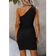 thumbnail image 3 of Vestido bodycon fruncido con un hombro para mujer, vestido sexy con dobladillo irregular, mini vestido de cóctel con cinturón XL, 3 of 4