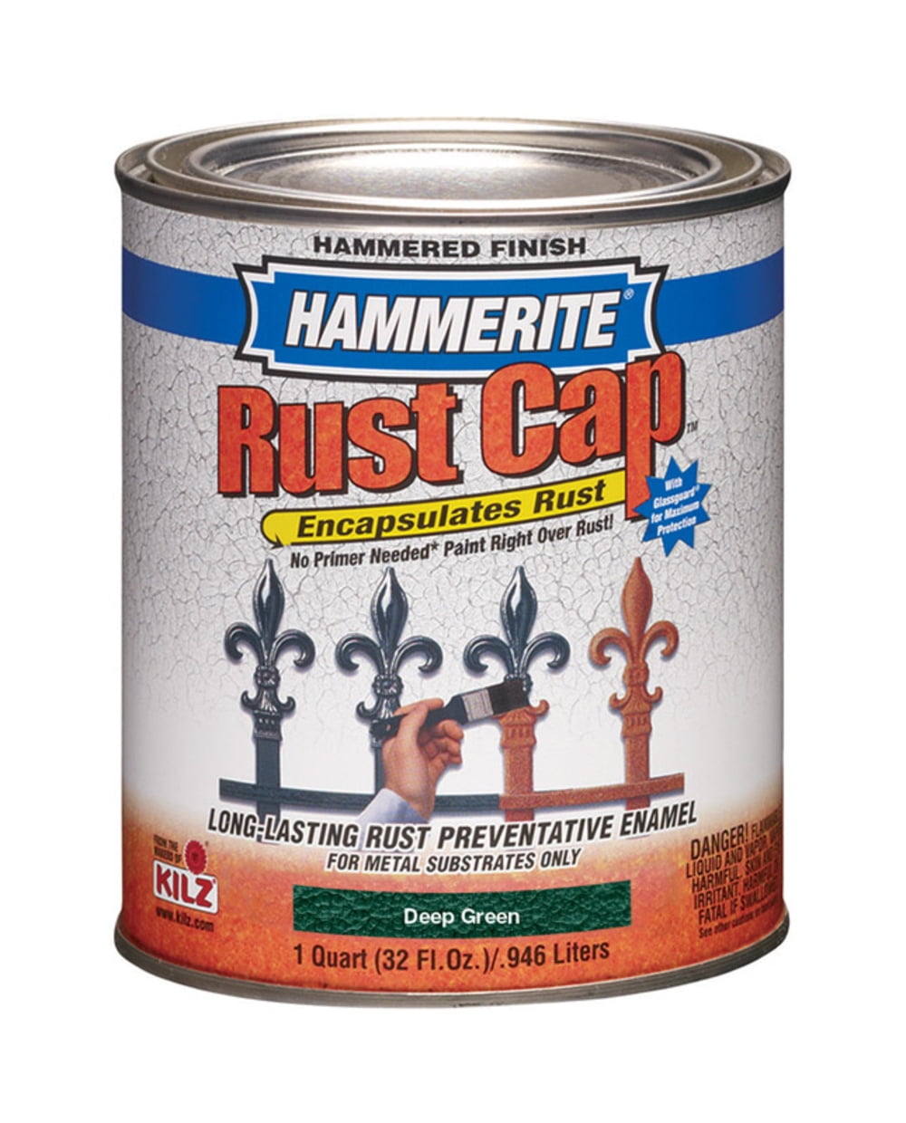 Hammerite Rust Cap Indoor and Outdoor Hammered Dark Green AlkydBased