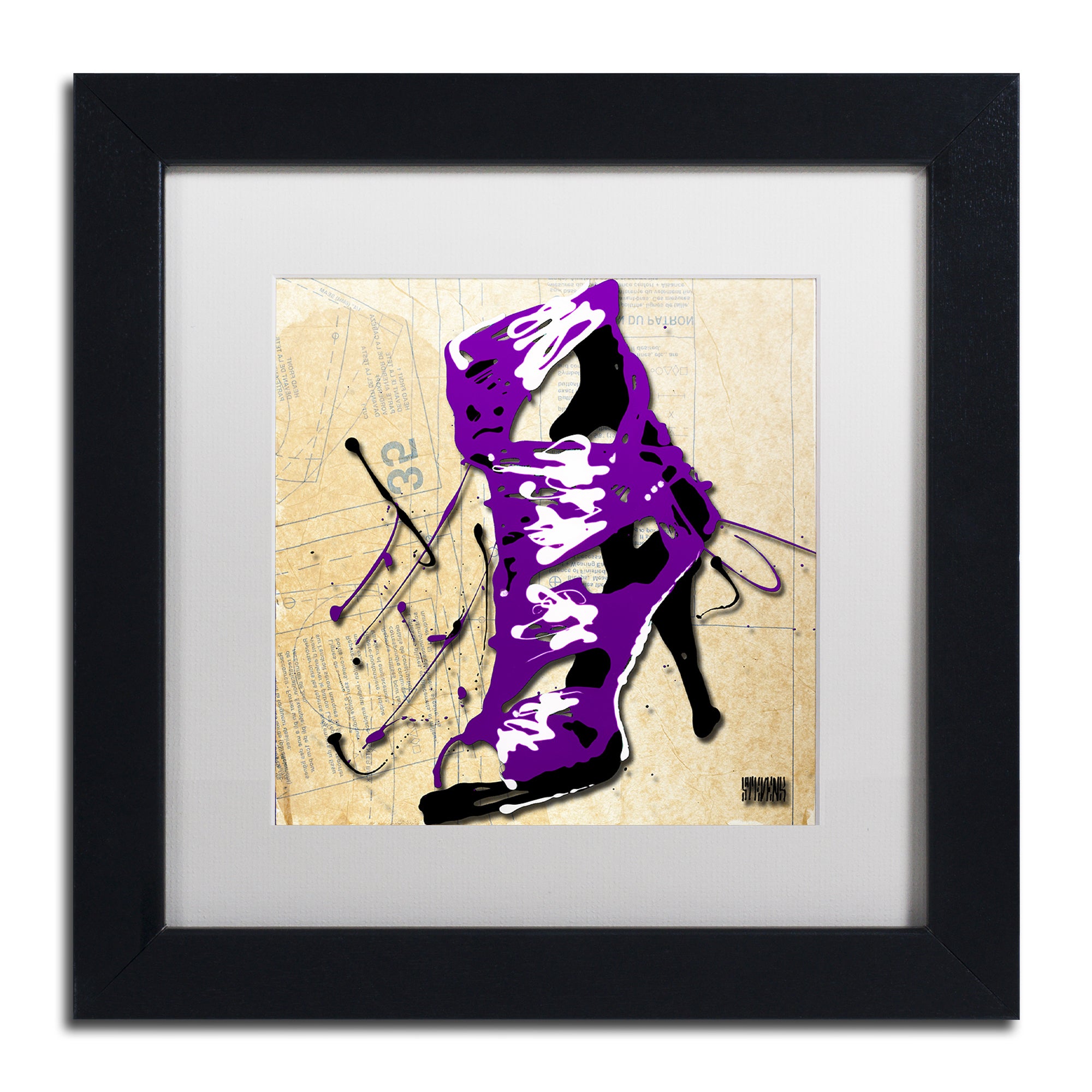 Trademark Fine Art "Purple Strap Boot" Canvas Art by Roderick Stevens, White Matte, Black Frame