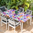 thumbnail image 2 of Colorful Flowers Table Cloths for 4 Foot Rectangle Tables, Spring Botanical Watercolor Floral Patio Waterproof Elastic Fitted Tablecloths, Washable Rectangular Table Cover for Camping, 2 of 8