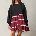 thumbnail image 2 of Elainilye Fashion Dresses for Women 2024 Casual Sweatshirt Long Sleeve Dress Round-Neck Ladies Patchwork Mini Dresses,Red, 2 of 6