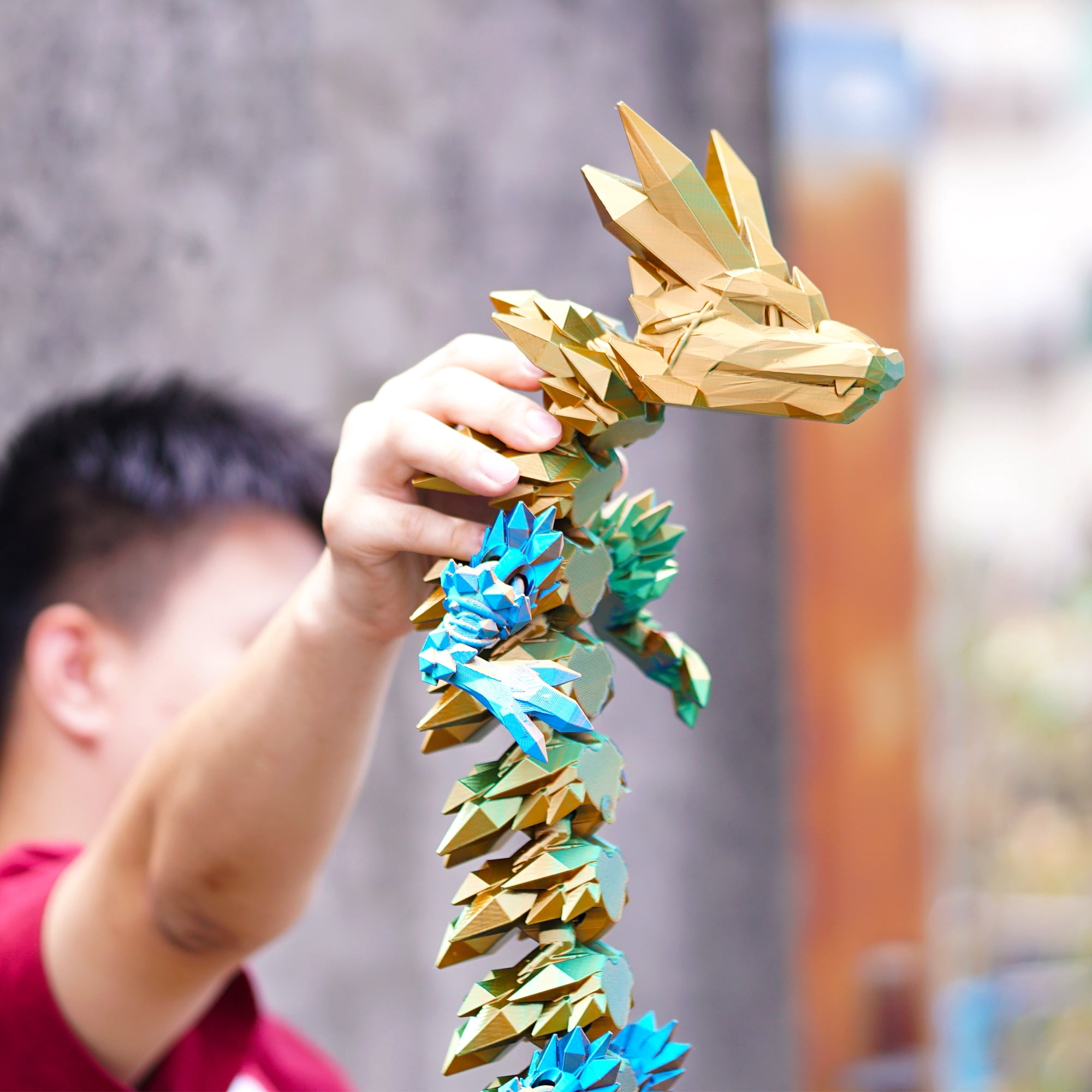 48.82inch 3D Printed Crystal Dragon,Flexible Joint Animal lacertid Figurines,Realistic Eyes, Home Office Decor,Fidget Toy for Adults Teens Boy Festival Gifts