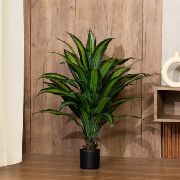 HiPlants 40in Artificial Dracaena Plants, 3ft Fake Plastic Tree, Pre Potted Faux Greenry Tree for Home Decor Office Living Room Indoor, Big Fake Plants Fake House Plants