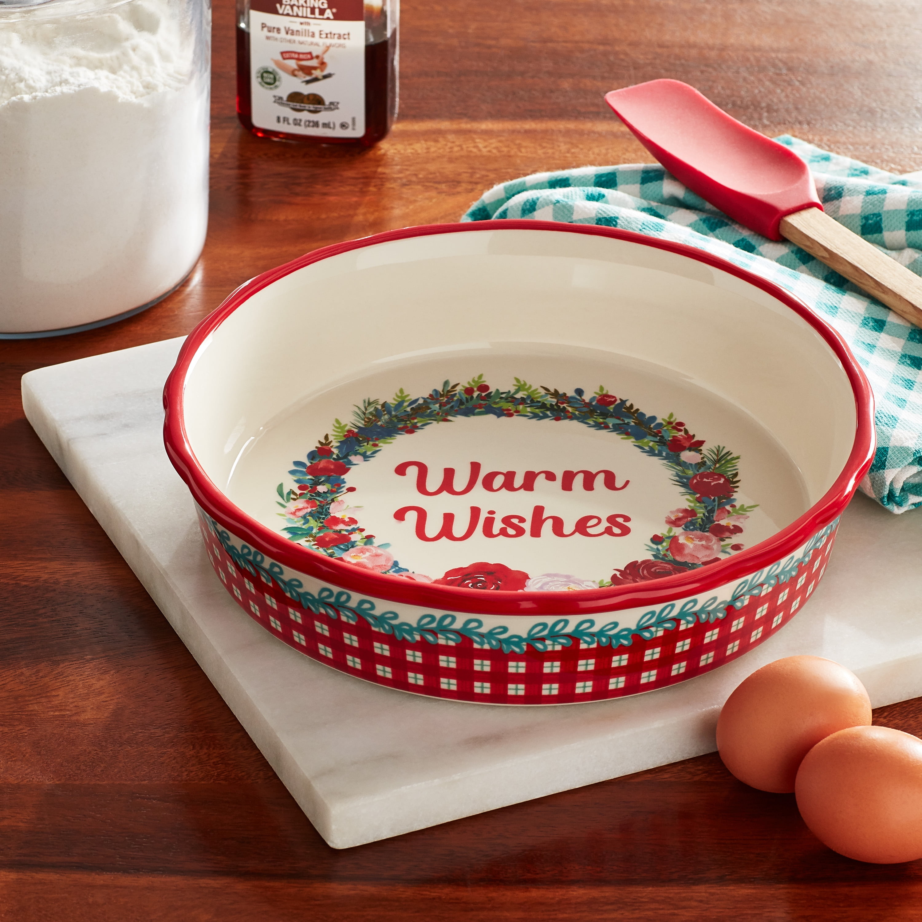  The Pioneer Woman Mazie Pie Dish-Stoneware 9.4 Inch Pie Pan For  Everyday and Holidays Baking: Home & Kitchen