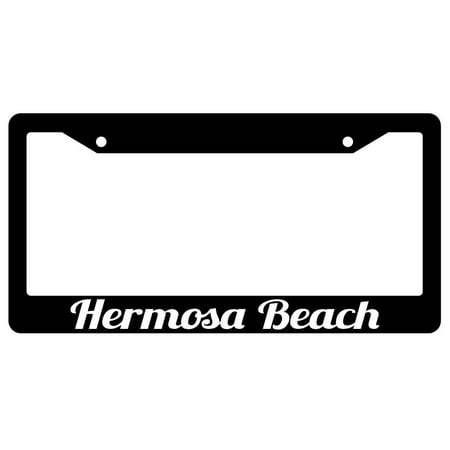 Hermosa Beach Black Plastic License Plate Frame