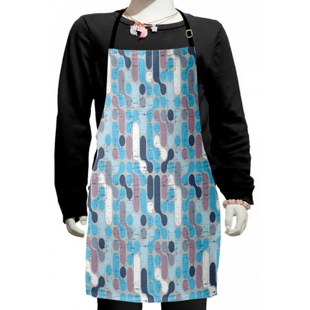 

Abstract Kids Apron Grunge Retro Pattern with Circles Large Dots Rounds Artwork Boys Girls Apron Bib with Adjustable Ties for Cooking Baking Painting Pale and Sky Blue Mauve by Ambesonne