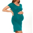 thumbnail image 3 of Bearsland Women's Summer Short Sleeve Maternity Dress Side Ruched Mama Pregnancy Bodycon Dress(S-XXXL), 3 of 6