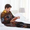 thumbnail image 6 of Naloa Lizard With Sunglasses Sunset Men’s Pajamas Set - Long Sleeve Button Down Sleep Shirt and Pajama Bottoms Sleepwear Set-X-Large, 6 of 7