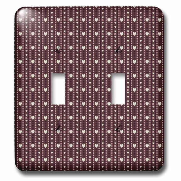 3dRose, White Hearts And Pink Vertical Stripes Dots On Deep Maroon Background, double toggle switch