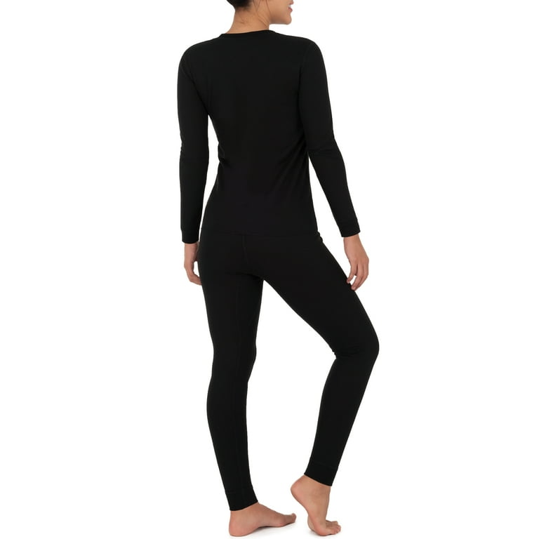 Thermal Underwear Women's Super Soft Long John Set Bottom Ski Winter Warm  Top and Bottom Black S-2XL 