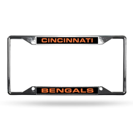 Cincinnati-Football-Bengal's All Corner EZ View Chrome Metal Laser Cut License Plate Frame