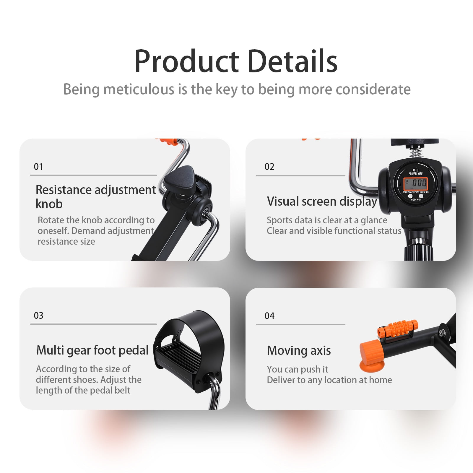 Moxufan 4 in 1 Elderly Exercise Bike,Hand Arm Leg Knee Peddler,Adjustable Upper Lower Limb Rehabilitation Machine,Action Roller Handle,Pull Rope,Swing Pedal,Foot Massage Function